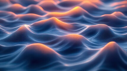 Obraz premium An abstract depiction of ocean waves with soft, flowing textures illuminated by warm light, creating a serene and tranquil atmosphere.