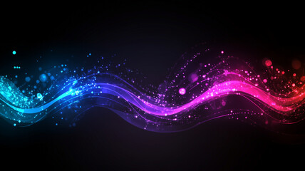 Obraz premium Vibrant abstract waves in blue, pink, and purple colors create dynamic background. flowing lines and glowing particles evoke sense of energy and movement