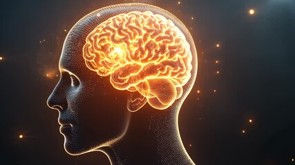 Illuminated Brain in Human Head, human brain, mind, intelligence, intellect, thinking