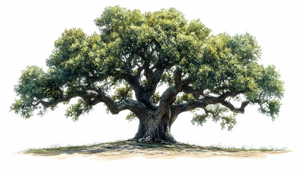 Fototapeta premium Majestic oak tree, isolated, nature background, design element