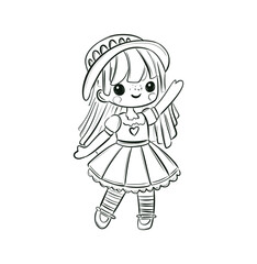 Adorable Little Girl Line Art Drawing for Coloring and Creative Kids Activities