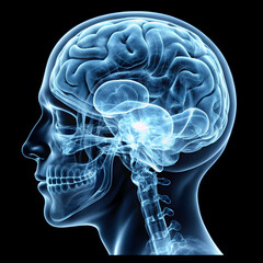 X-Ray Image of the Human Brain - Diagnostic and Medical Examination