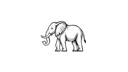 Elephant illustration in minimalist style, showcasing its majestic form