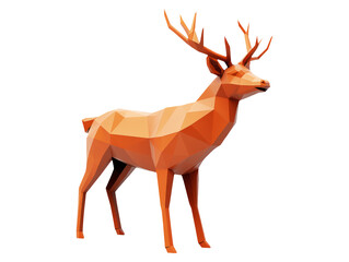 Minimalist 3D Deer Model Isolated on Transparent Background for Presentation Use