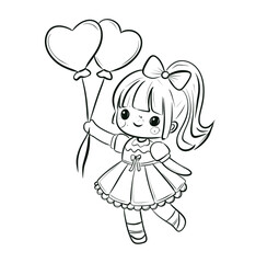 Adorable Little Girl Line Art Drawing for Coloring and Creative Kids Activities