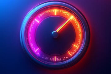 Elegant half-circle loading gauge displays progress through a bold pointer on a soft gradient background showcasing simplicity and modern design