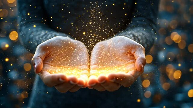Golden Dust in Hands, sparkling, glitter, magic, wonder, miracle