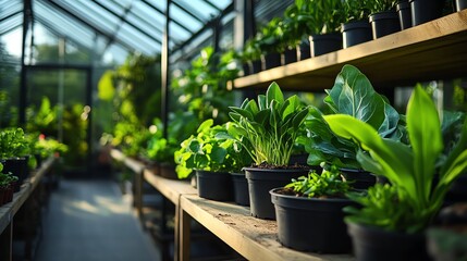 Greenhouse nursery for ornamental plants and seedlings, supplying local garden centers