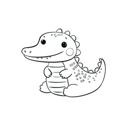 Adorable Little Crocodile Line Art Drawing for Coloring and Kids' Creative Activities