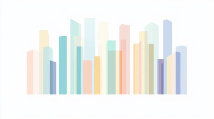 Obraz premium A minimalistic bar chart, business infographic, flat design, pastel palette, isolated on white background