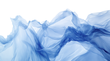 Abstract blue fabric waves flowing gracefully on a black background, creating a sense of fluidity and movement. Ideal for digital art and design projects.