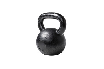 A sleek black kettlebell with a matte finish and smooth handle, ideal for versatile workouts and ergonomic gripping during strength exercises. Isolated on a transparent background