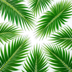 Fototapeta premium Vibrant Green Palm Fronds Tropical Leaf Background. Palm Sunday