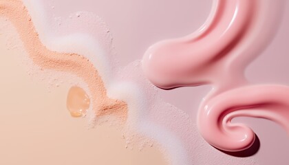 Obraz premium Silky Smooth Skincare Textures: A Luxurious Close-up of Creams, Serums, Powders and More