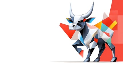 Geometric Bull  Abstract Animal  Modern Art  Low Poly Cow