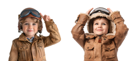 Little boy with pilot dream job salute and smiling