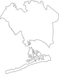 Outline Contour Printable Map of the New York City Borough - Queens / United States of America (Canva, PowerPoint)