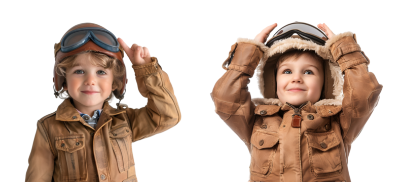 Little boy with pilot dream job salute and smiling