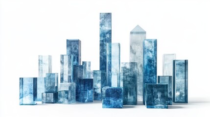 Obraz premium A realistic bar chart, corporate finance theme, realistic textures, professional blue tones, isolated on white background