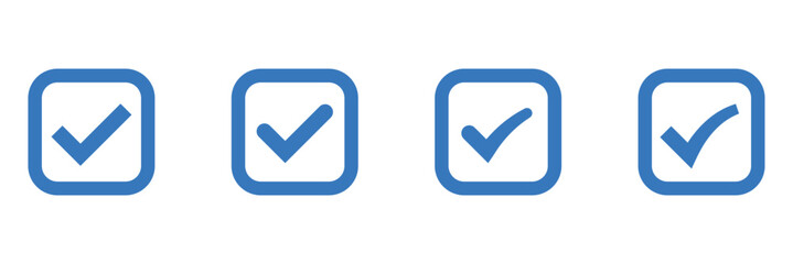 Blue checkmark icon. Check mark icon. Blue tick icon.