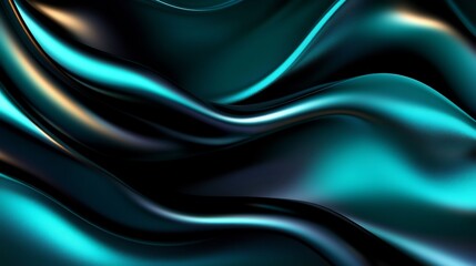 Fototapeta premium Abstract Teal and Black Liquid Swirls: A Digital Art Piece