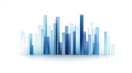 Fototapeta premium A realistic bar chart, corporate finance theme, realistic textures, professional blue tones, isolated on white background