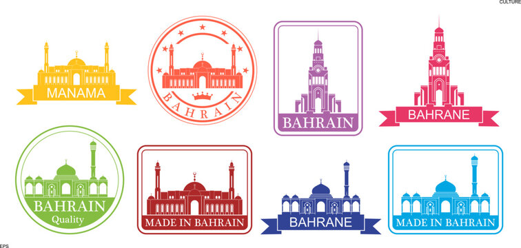 Bahrain set. Isolated Bahrain on white background
