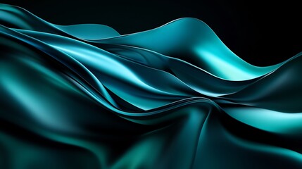 Abstract Teal Waves: A Serene Digital Art Piece