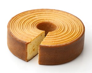 
baking baumkuchen german cake isolated on white background