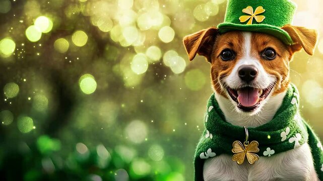 Festive cat wearing green hat and scarf at pub with beers for st. patrick's day celebration concept