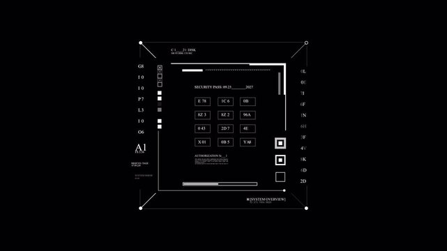 HUD Square element text data digital Infographic.PNG Alpha. Technological 2D generated rectangular HUD. Abstract technological background.