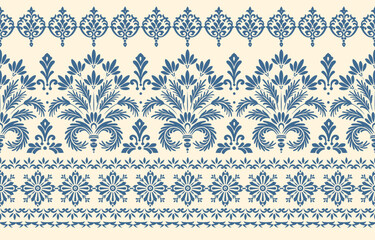  floral pattern with paisley and indian flower motifs. damask style pattern for textile and decoration Traditional Scribble Style Hand Drawn Ikat Seamless Vector Pattern Trendy Fashion Colors Perfect