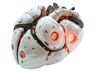 Futuristic Heart with Cables and Lights in 3D Y2K Inspired Setting