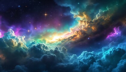 Fototapeta premium Cosmic Cloudscape Fantasy Art Stellar Nebula Wallpaper