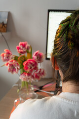 Woman working from home