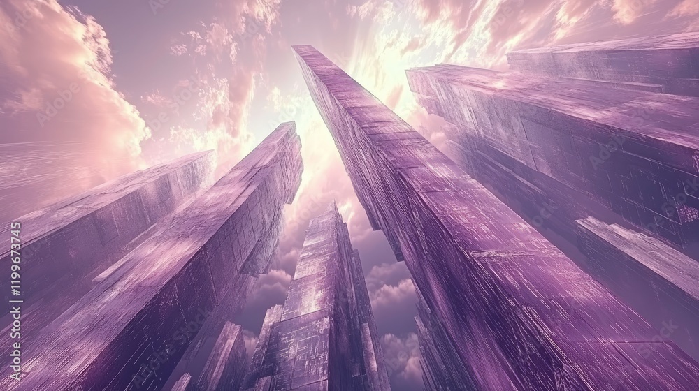 Poster abstract architecture with multiple layers and angles, creating a sense of depth and dynamic energy.