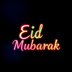 Eid Mubarak text isolated on dark background 