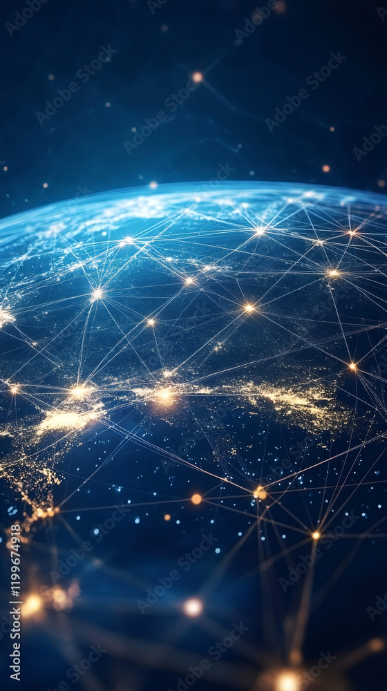Aufkleber Planet Earth with network and internet of things, communication and technology background