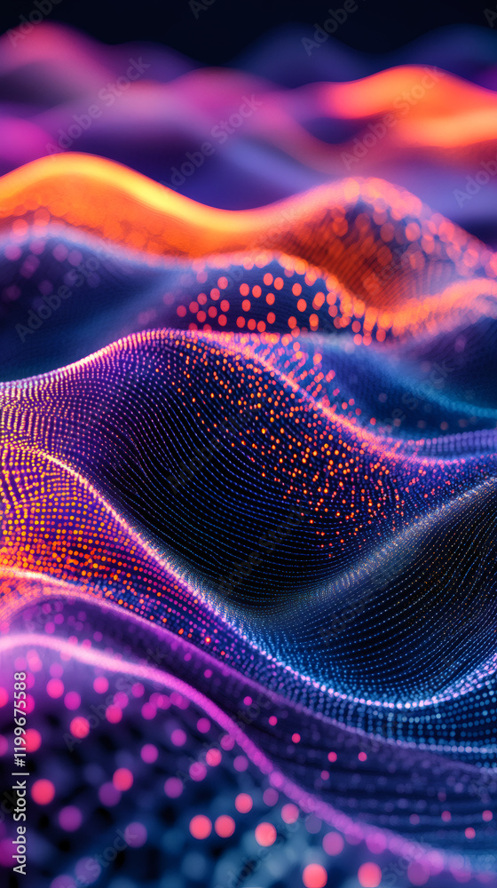 Leinwandbilder abstract digital wave particles flowing in virtual reality cyberspace with motion blur effect