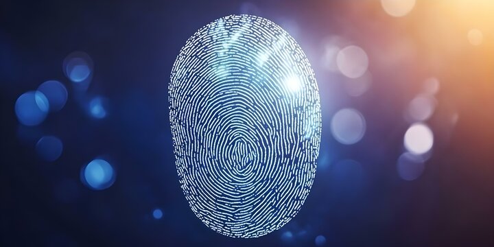 A digital representation of a fingerprint, often used in security and biometric identification. Concept Fingerprint Biometric Data, Security Identification Systems, Digital Authentication