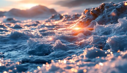 Stunning Ocean Waves Sunset Photography Background