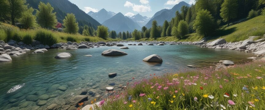 Alpine flowers blooming on the isar river bank, munich, plant, flowers