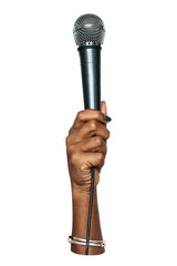 Microphone png in hand on transparent background