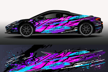 Racing car packaging design vector. Design of car stickers. Abstract racing and sport background for racing livery or daily use car vinyl decal. Car design development for the company.
