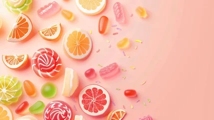 Papier peint photo  Colorful Jelly Candies Flat Lay Composition for Sweet Treats Concept  © Edward