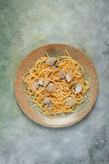 spaghetti vongole, venerki, homemade, no people,
