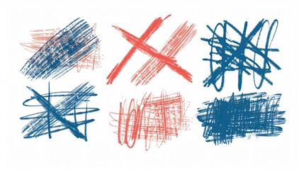 Four Doodle Style Strikethrough Lines Various Hand