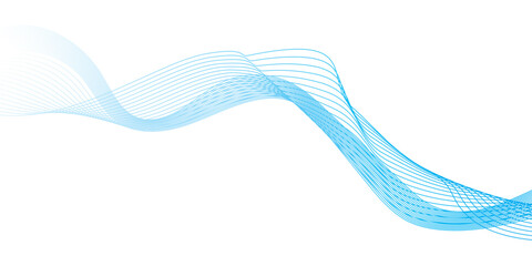 Abstract soft blue glowing wave curved lines background. Digital frequency track equalizer. Vector illustration.