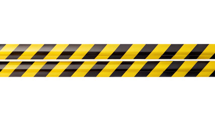 Horizontal black and yellow caution tape isolated on transparent background