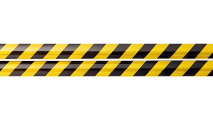 Horizontal black and yellow caution tape isolated on transparent background